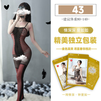 Red & Black Full Body Stockings (8848)