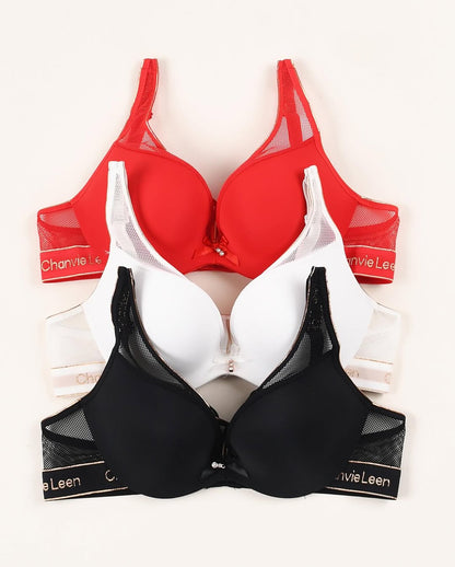(32-36B Chanvie Leen Soft Double Padded Pushup Wire Bra (158)